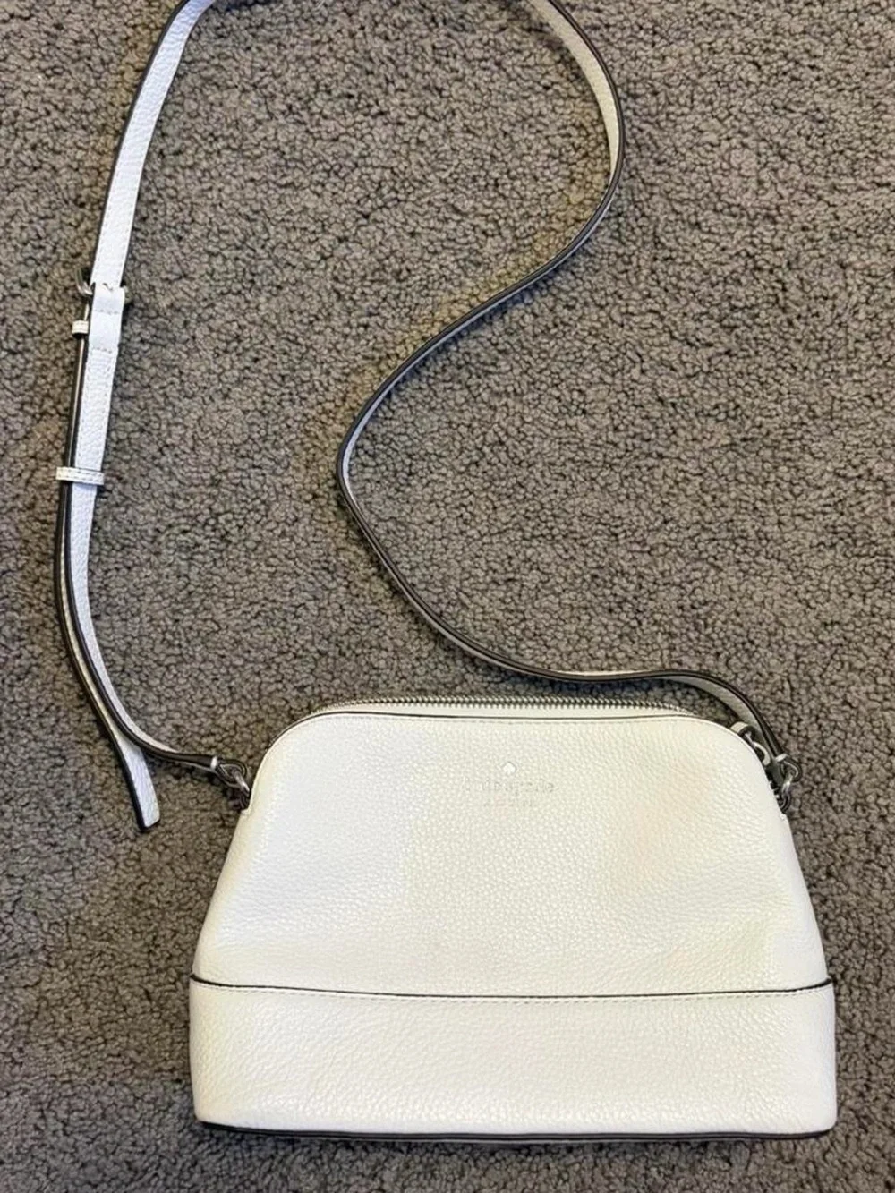 Kate Spade White Pebbled Leather Crossbody Bag